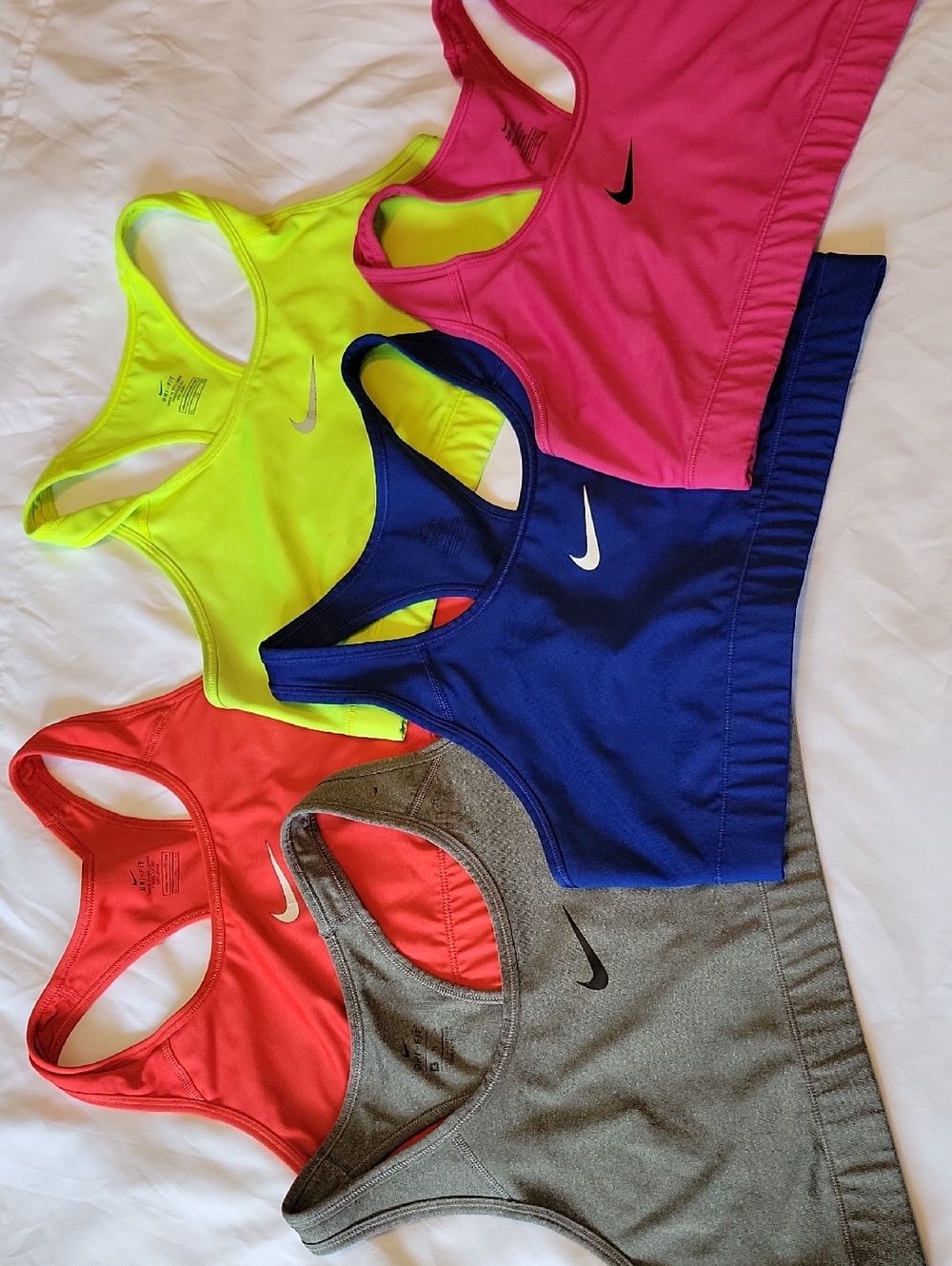 Nike Women's Swoosh Sports Bras - Neon Yellow, Pink, Blue, Coral, Gray (5)